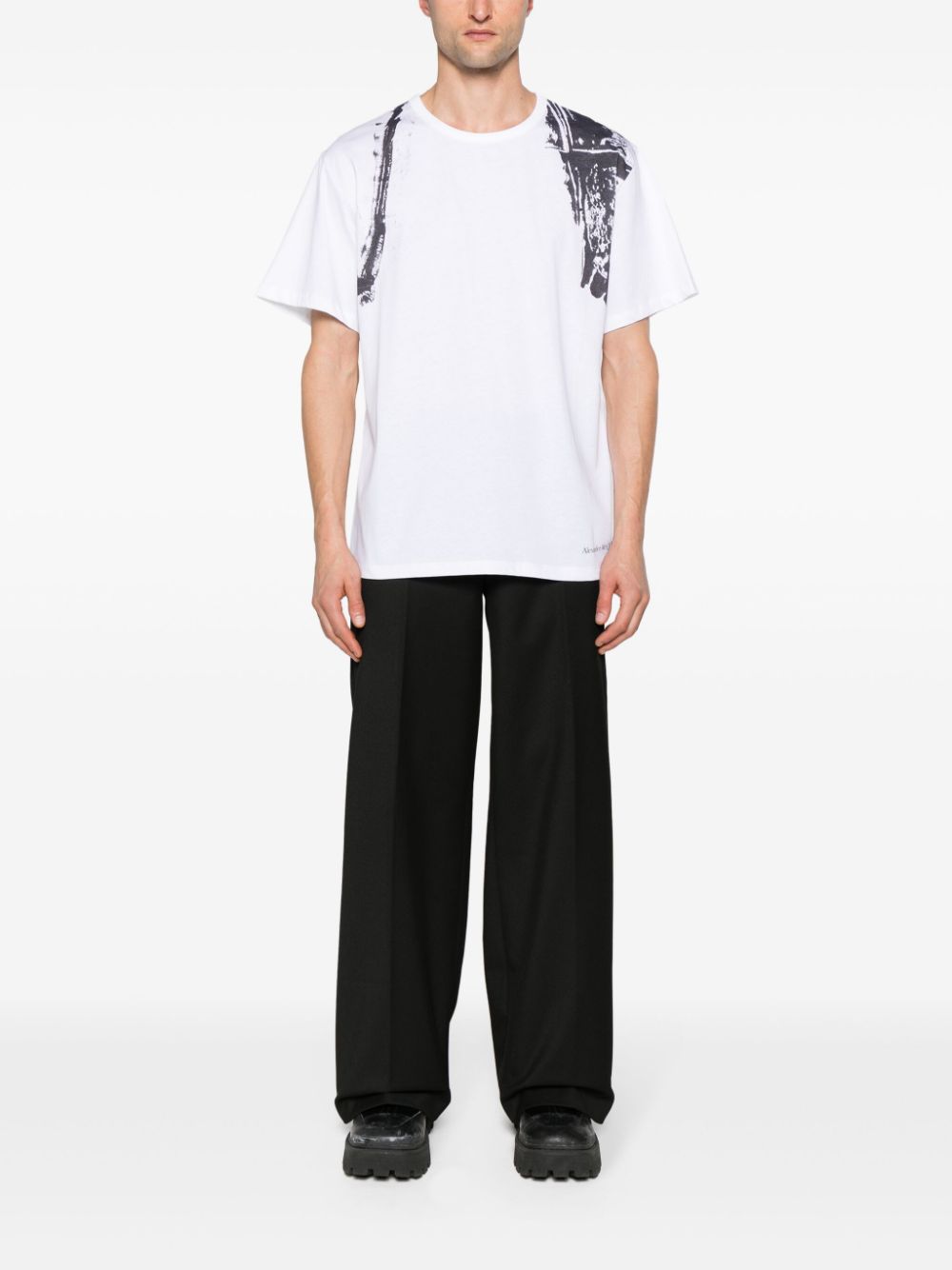 Alexander McQueen Fold Harness cotton T-shirt - Wit