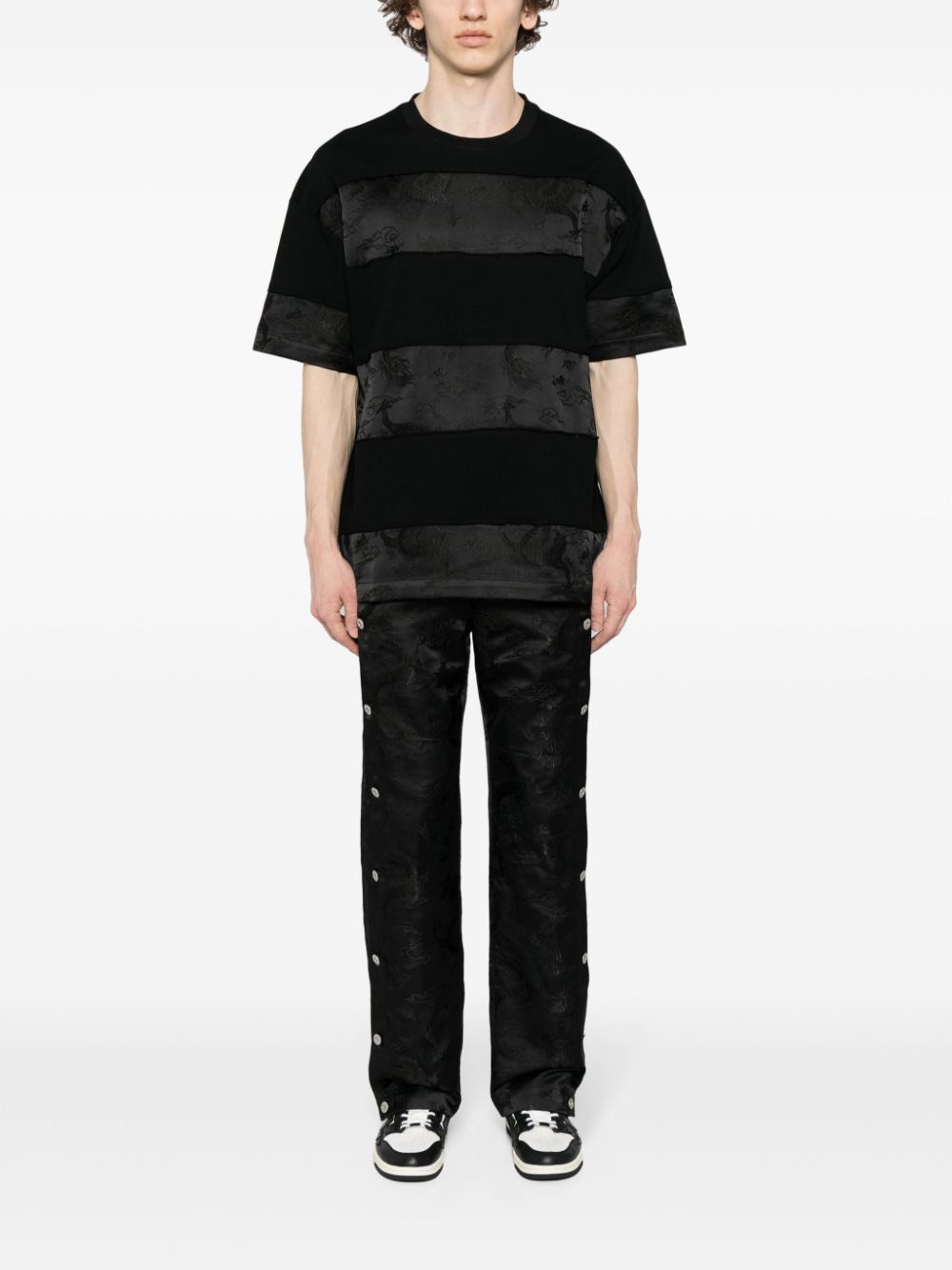 Feng Chen Wang T-shirt met jacquard - Zwart