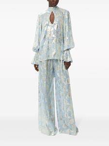 Nina Ricci floral-jacquard palazzo pants - Blauw