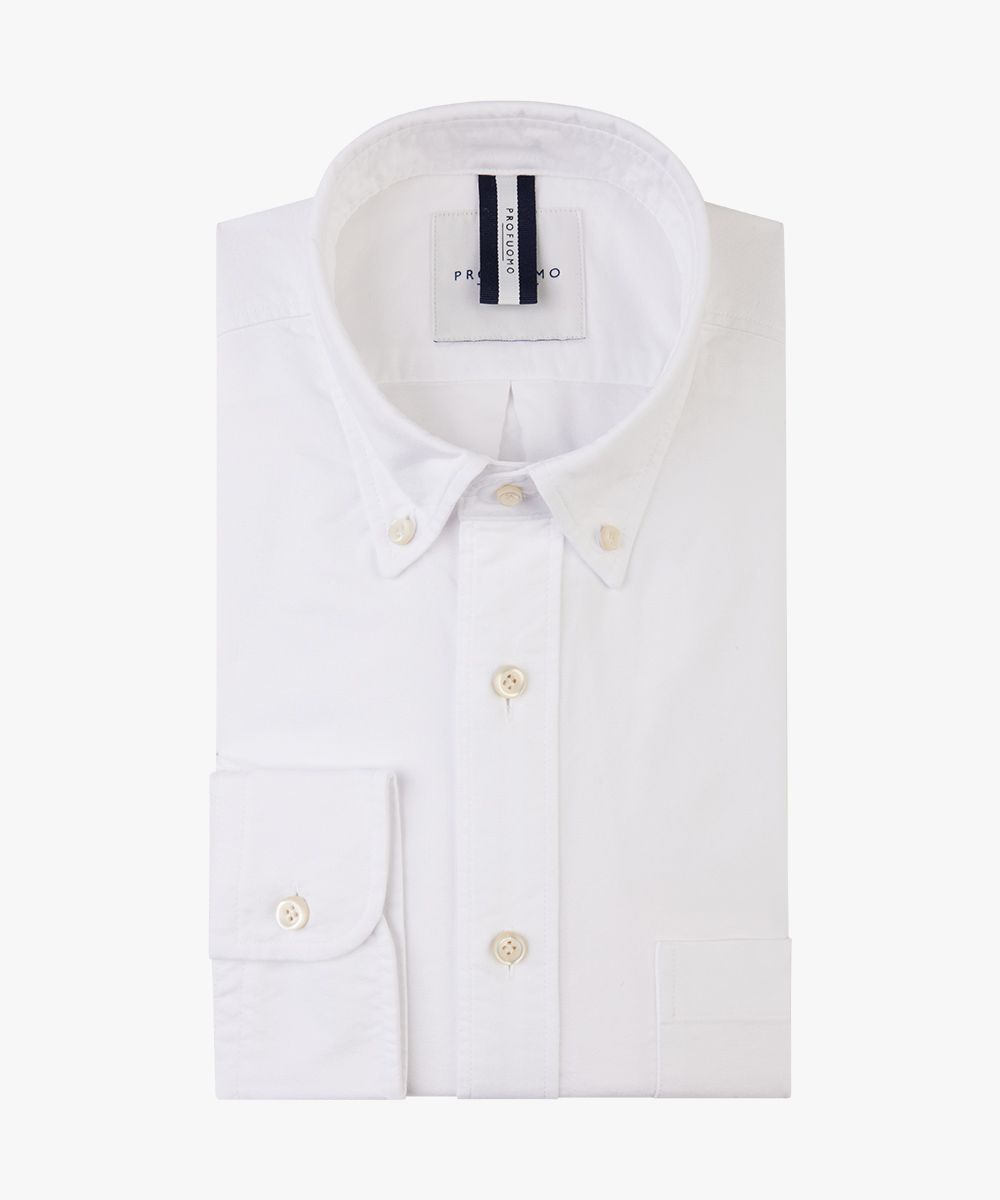 Profuomo Wit button down oxford overhemd Heren