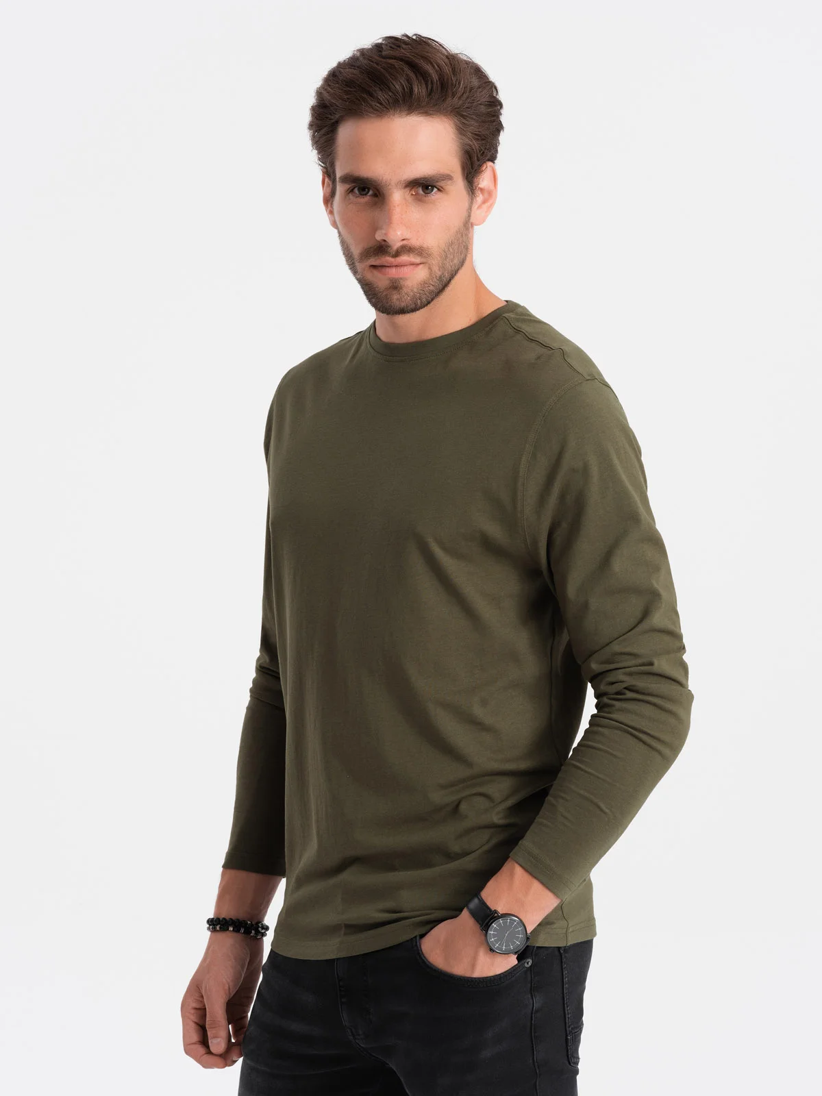 Ombre Longsleeve heren olijf - 0106-v7