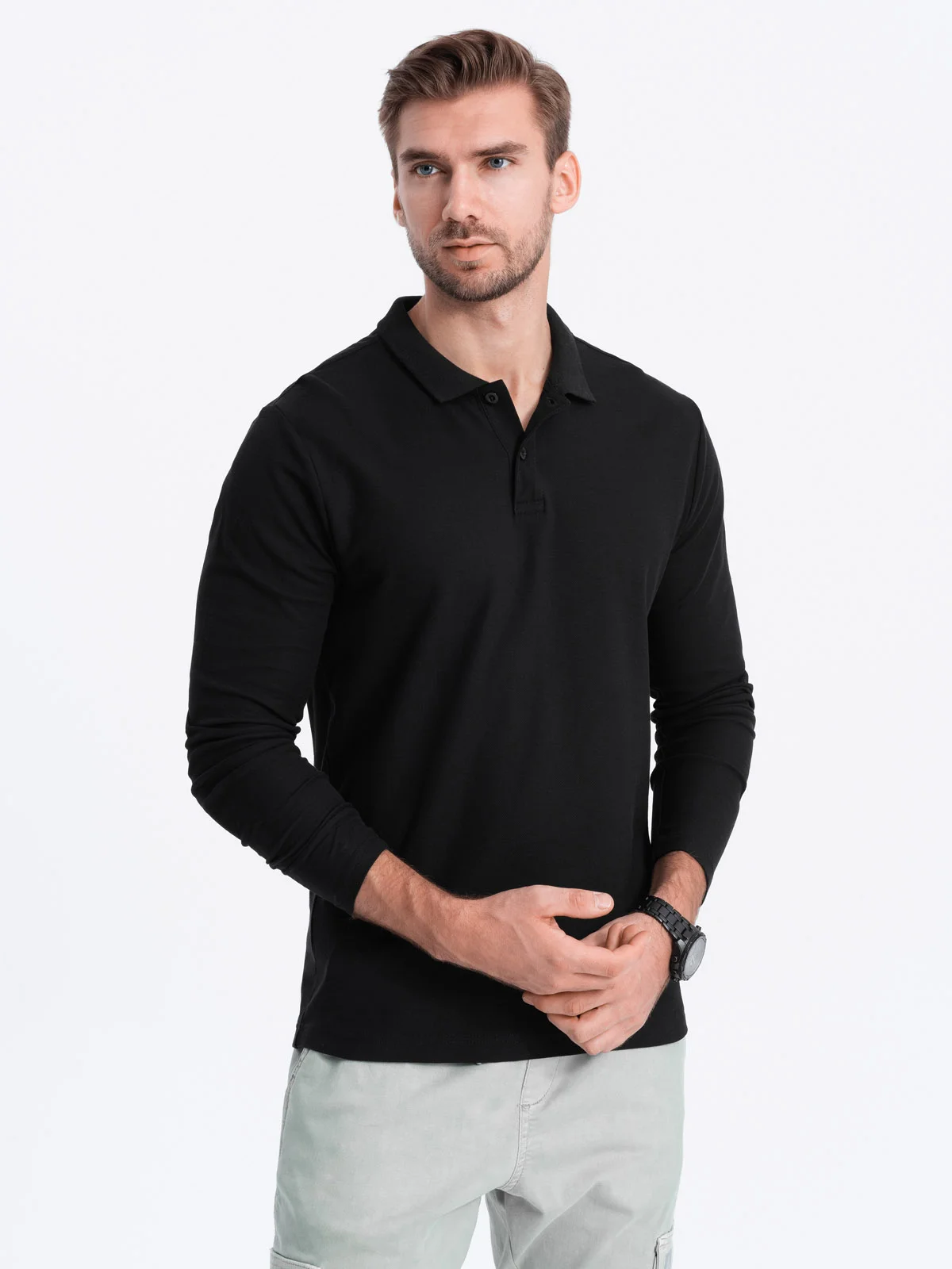 Ombre Poloshirt heren longsleeve - jergen