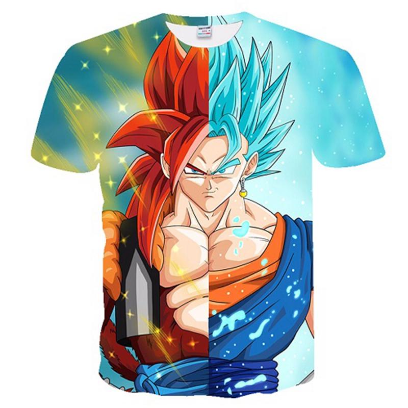 BAB Anime Goku Print T-shirts 3D-afdrukken Cartoon T-shirt zomer ademend T-shirt losse en comfortabele T-shirts heren kleding Tops