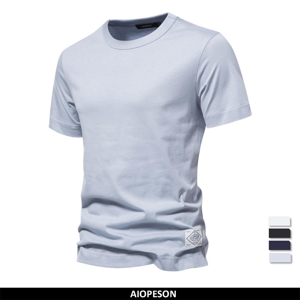 AIOPESON Men Fashion AIOPESON Merk Kwaliteit Effen Kleur heren T-shirt Casual Korte mouwen T-shirts voor Mannen Nieuwe Zomer Mode Designer tops Tee Man