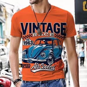 ETST WENDY Zomer heren Vintage T-shirts Retro Auto Mode Tops 3D Gedrukt O Hals Oversized Korte Mouw Harajuku Grappige Mans Streetwear