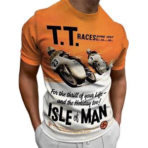 Kukebang Motorfiets T-shirt Mannen 3D Print Isle of Man Korte Mouw Vintage Tops Straat Rit Biker T-shirt Voor Heren T-shirt oversized Tee