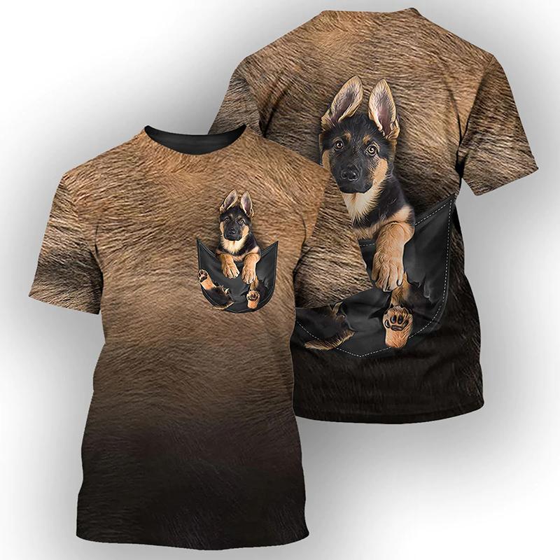 ETST 07 Hot Spring Sales Zomer Europese en Amerikaanse heren T-shirt Creatieve Mode Hond Dier 3D Digitale print Ronde hals Kort S