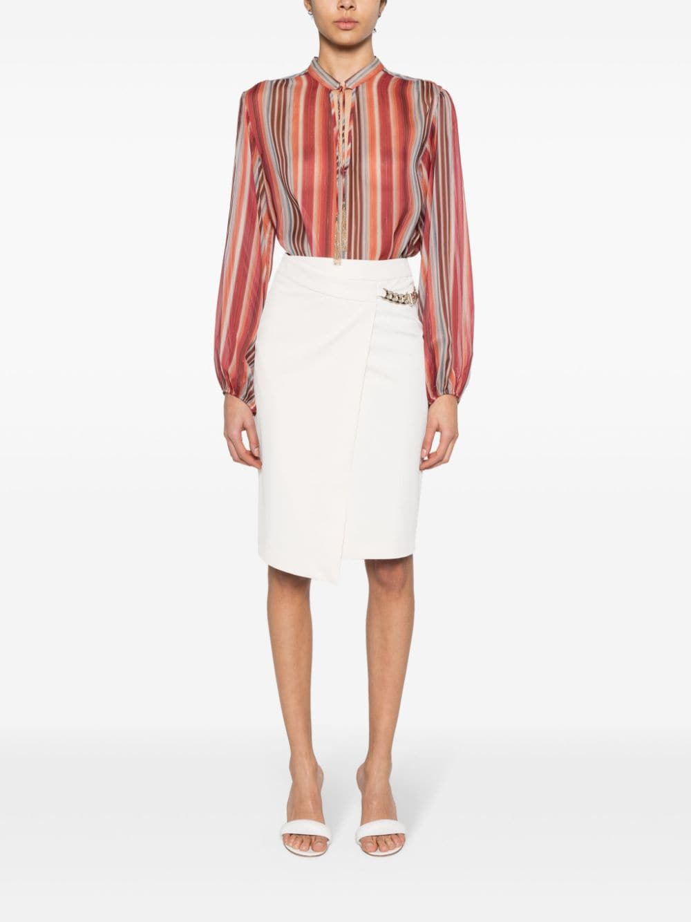 LIU JO tassel-detail striped blouse - Rood