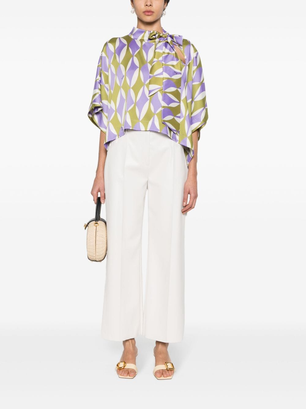 LIU JO graphic-print attached-scarf blouse - Paars