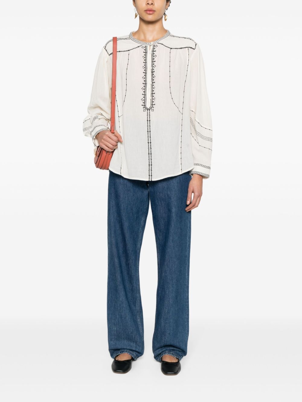 MARANT ÉTOILE Pelson embroidered cotton blouse - Beige