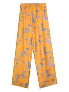 Odeeh graphic-print wide-leg trousers - Oranje