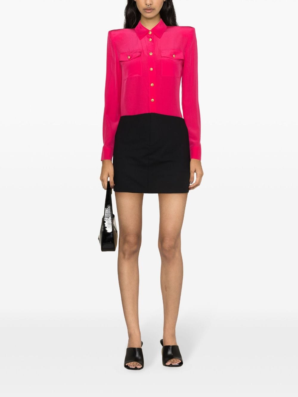Balmain long-sleeve silk shirt - Roze