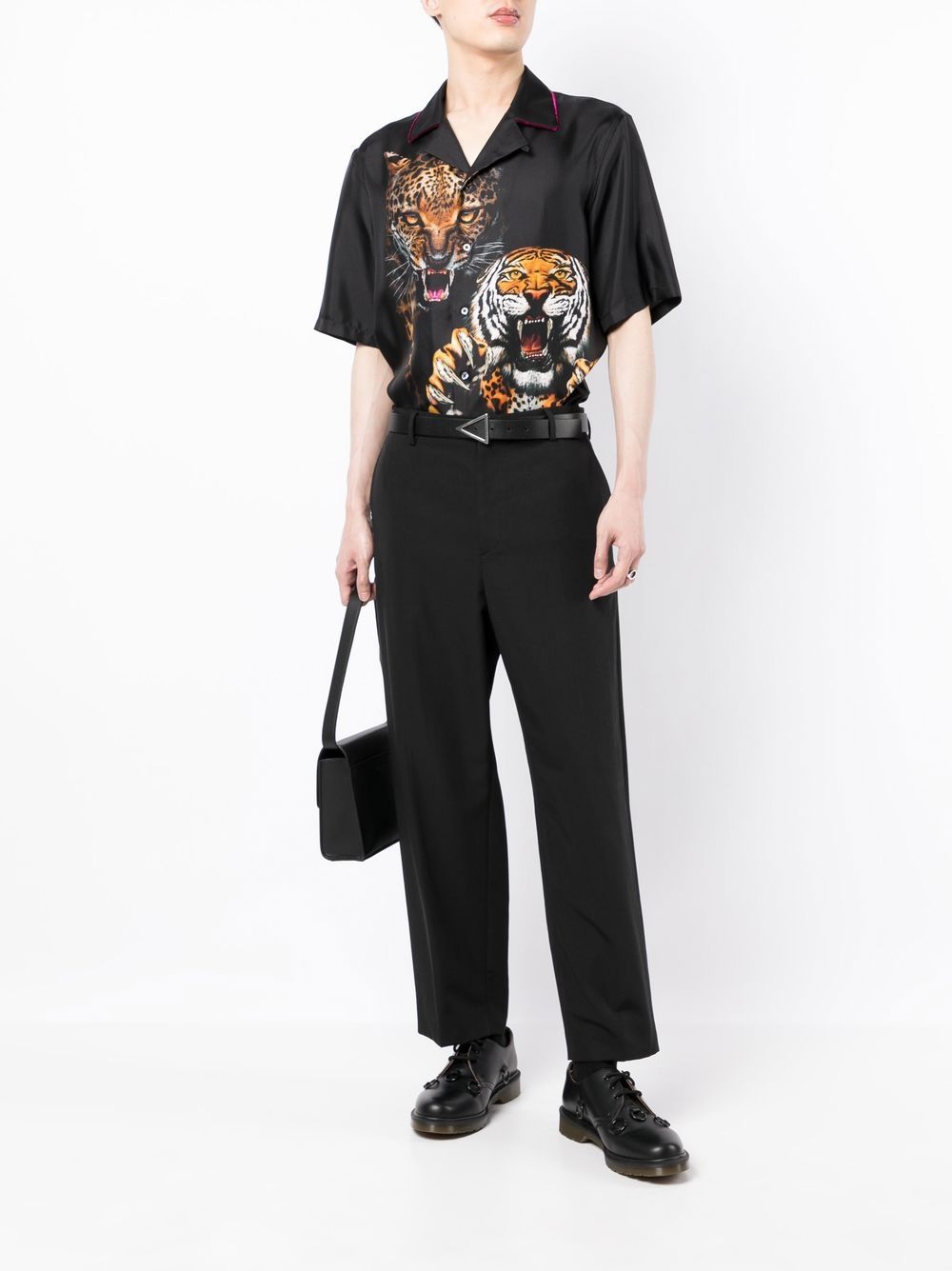 Roberto Cavalli Overhemd met tijgerprint - Zwart