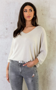 The Musthaves Oversized V-Hals Top Beige