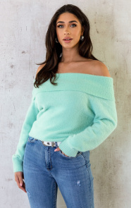 The Musthaves Off Shoulder Trui Mint