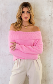The Musthaves Off Shoulder Trui Roze