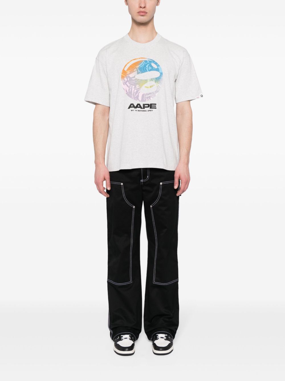 AAPE BY *A BATHING APE Katoenen T-shirt met logoprint - Grijs