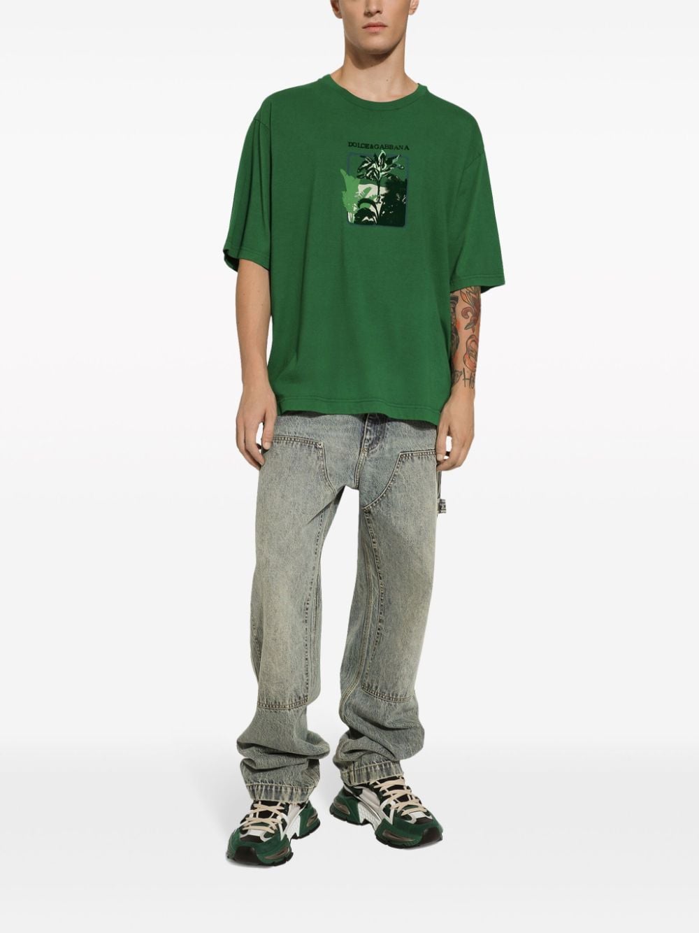 Dolce & Gabbana T-shirt met palmboomprint - Groen