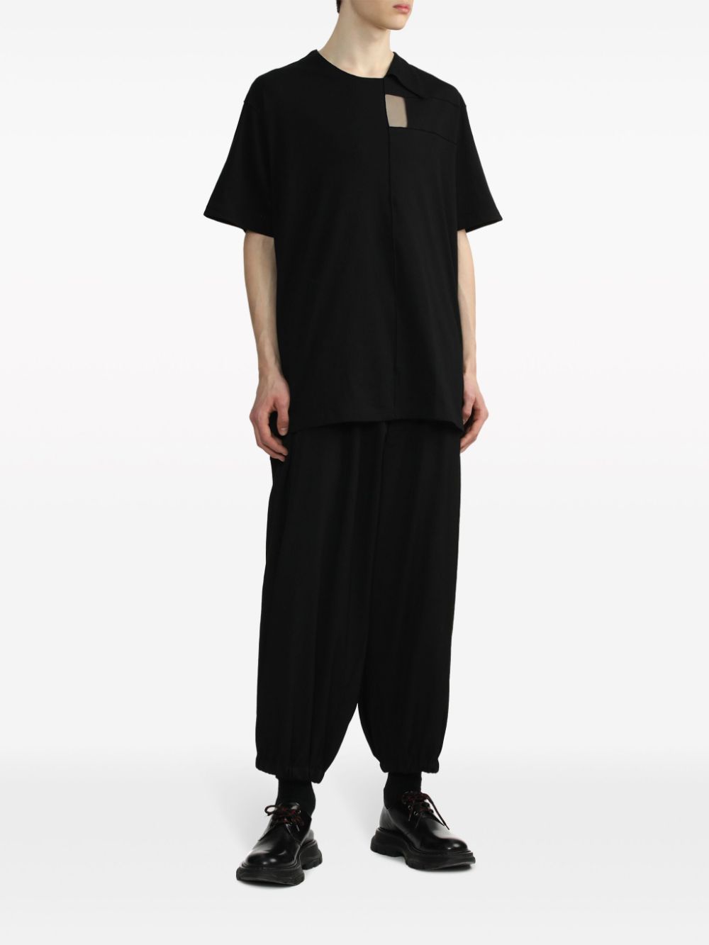 Yohji Yamamoto Asymmetrisch T-shirt - Zwart
