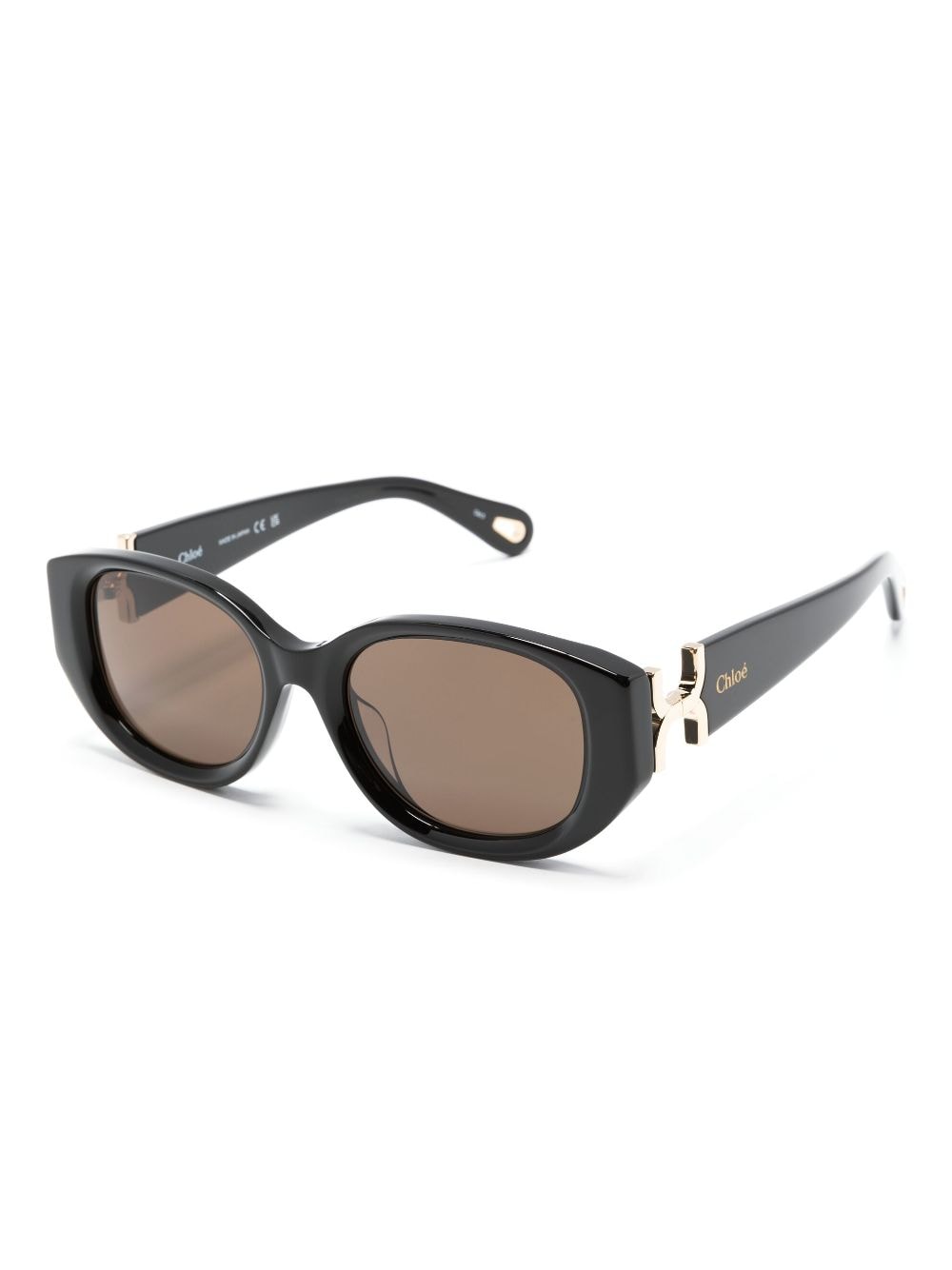 Chloé Eyewear logo-engraved round-frame sunglasses - Zwart