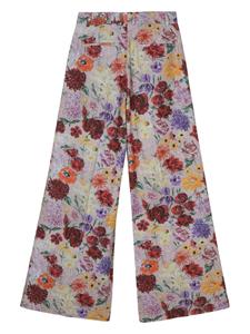 Odeeh floral-print cotton trousers - Paars
