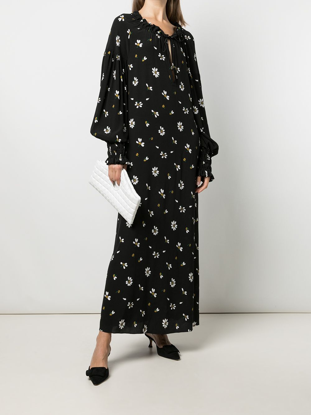Rosetta Getty Maxi-jurk met ruches - Zwart