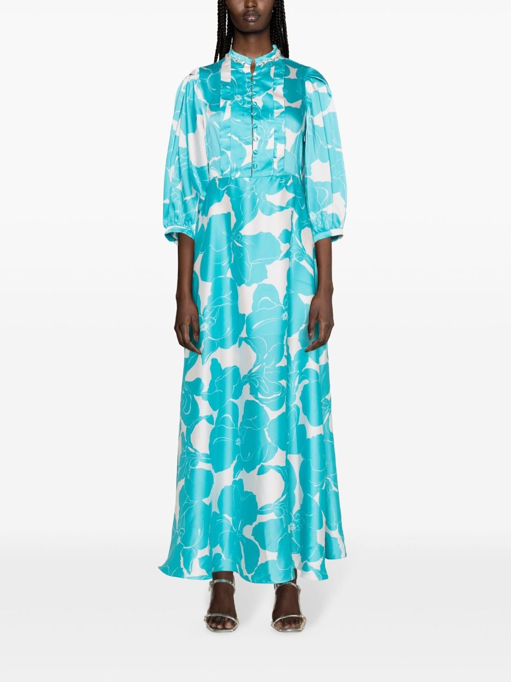 SANDRO Maxi-jurk met bloemenprint - Blauw