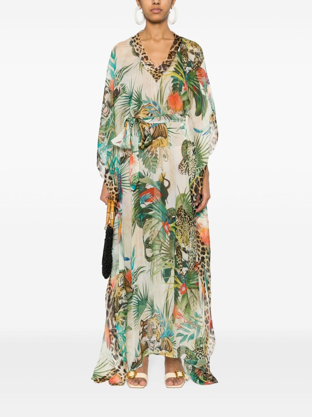 Roberto Cavalli Maxi-jurk met botanische print - Groen