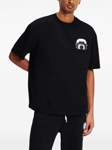 Karl Lagerfeld T-shirt van biologisch katoen met logoprint - Zwart