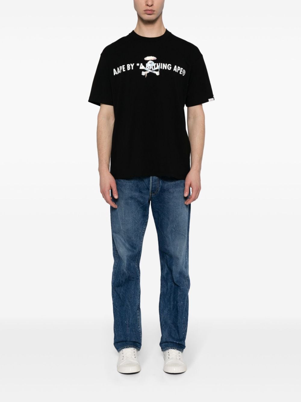 AAPE BY *A BATHING APE Katoenen T-shirt met logoprint - Zwart