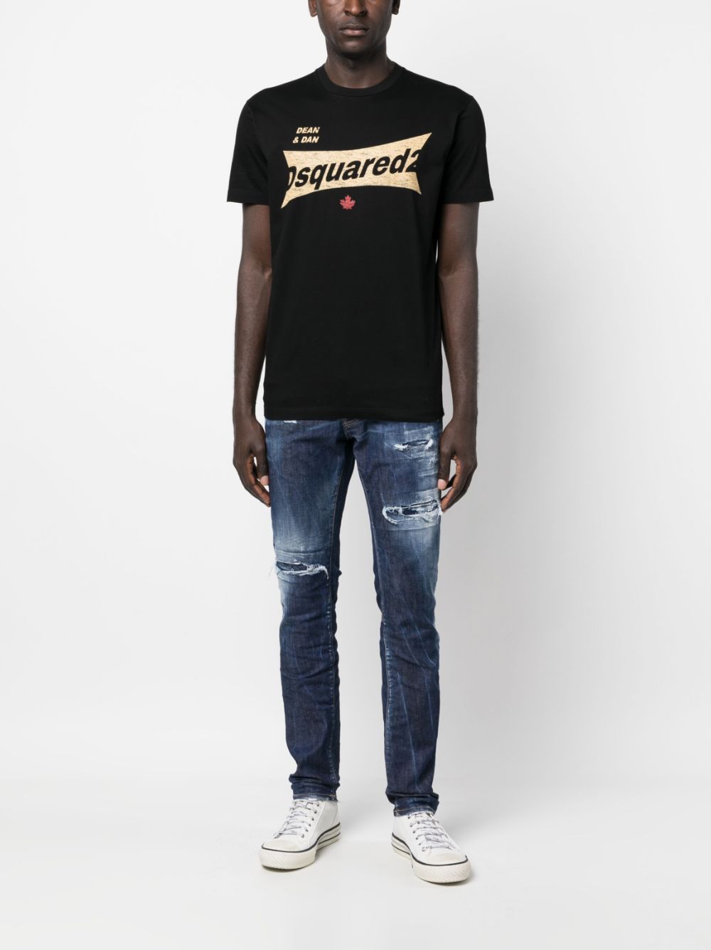 Dsquared2 T-shirt met logoprint - Zwart
