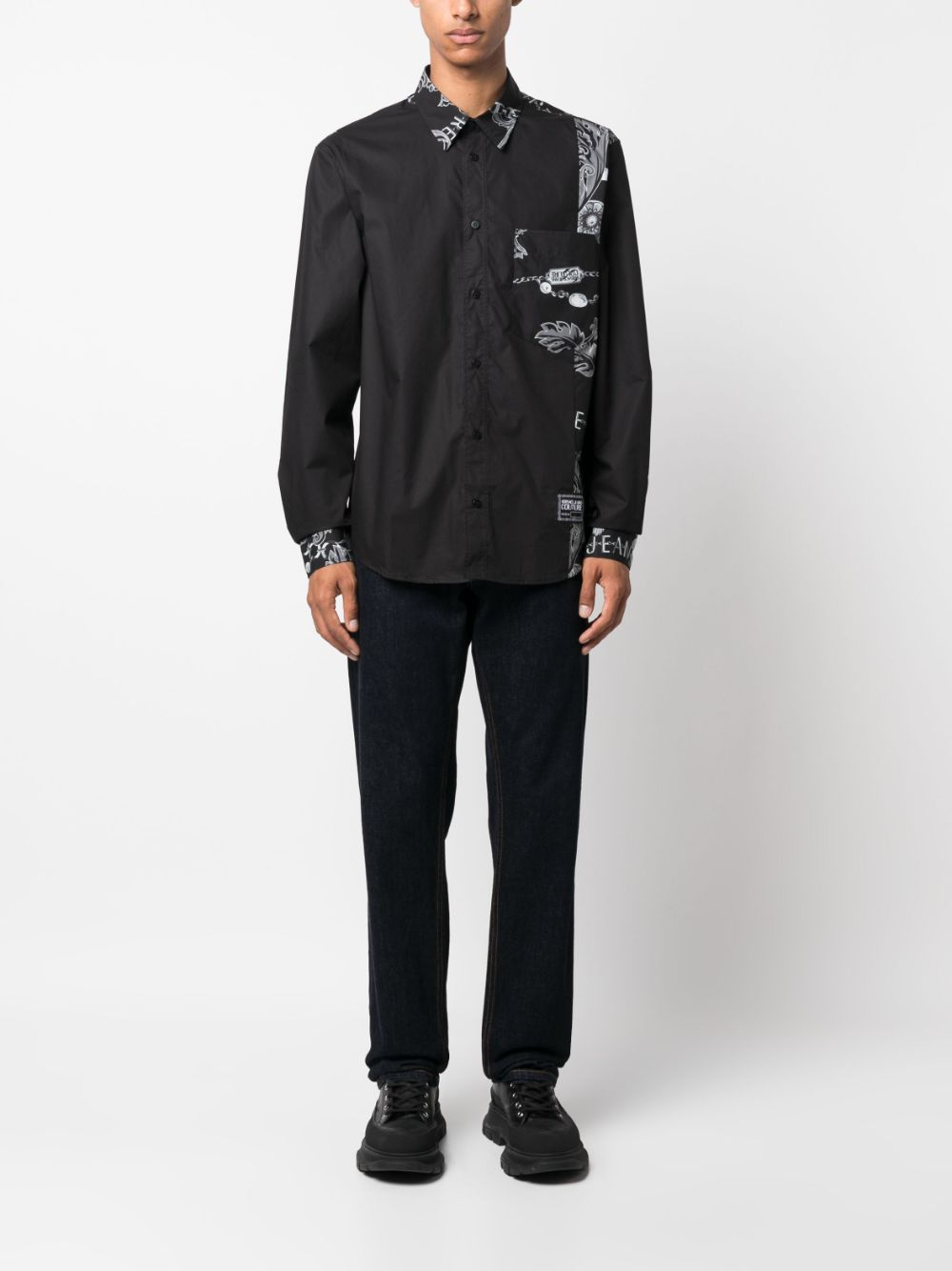 Versace Jeans Couture Overhemd met paisley-print - Zwart