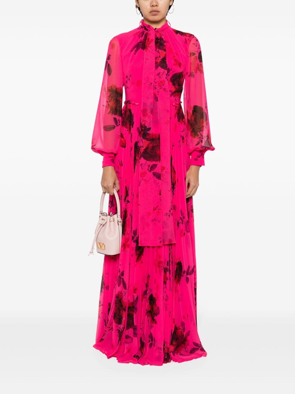 Erdem floral-print chiffon gown - Roze
