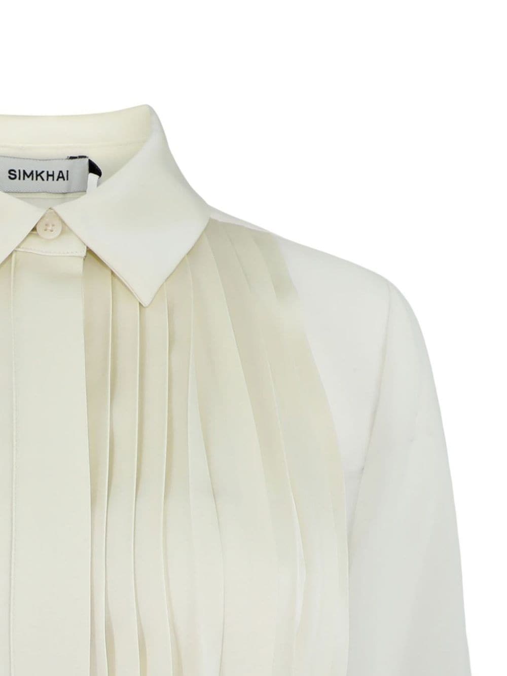 Simkhai Vinka pleated long-sleeve shirt - Beige