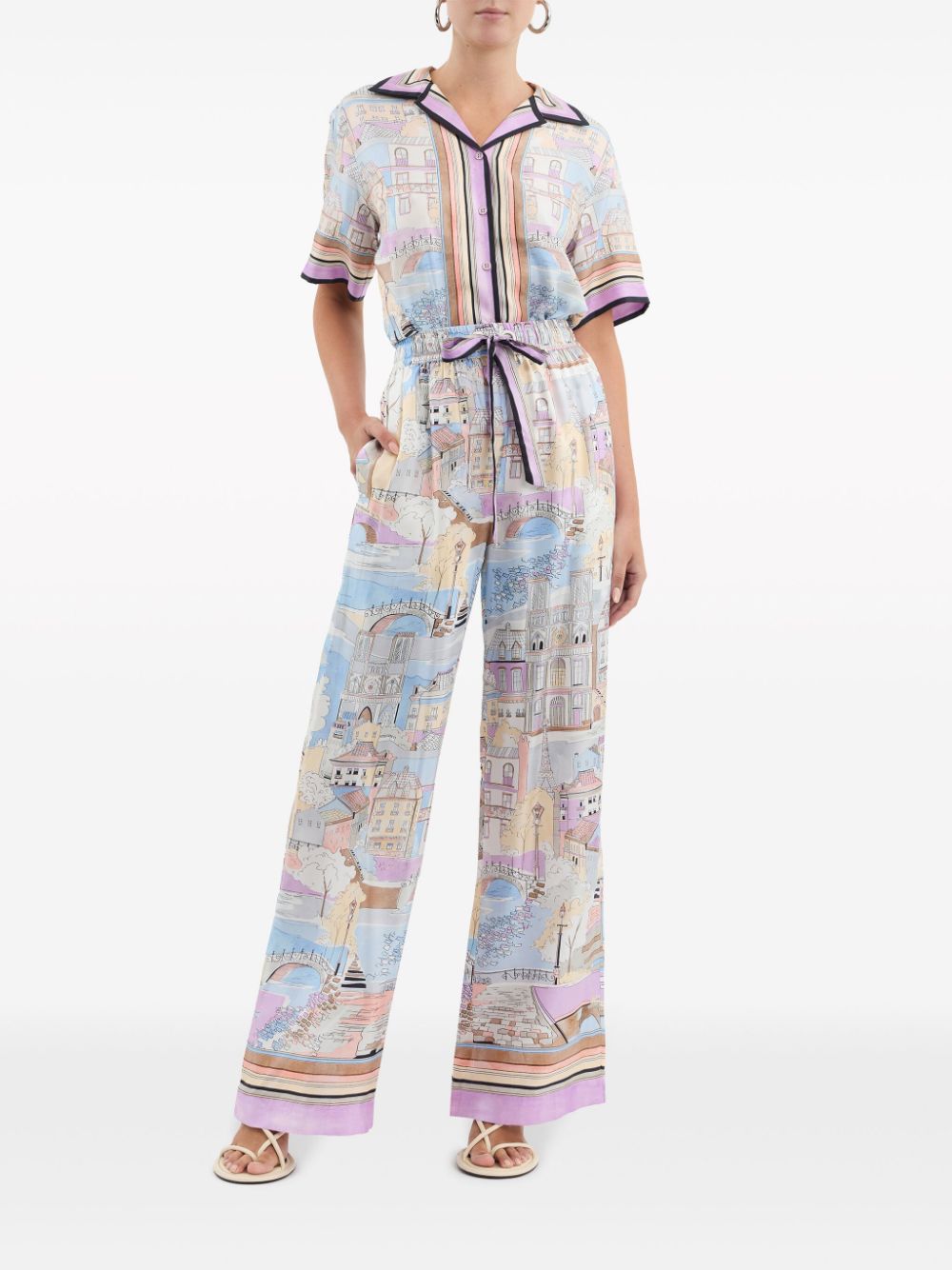 Rebecca Vallance Parfait graphic-print silk trousers - Roze