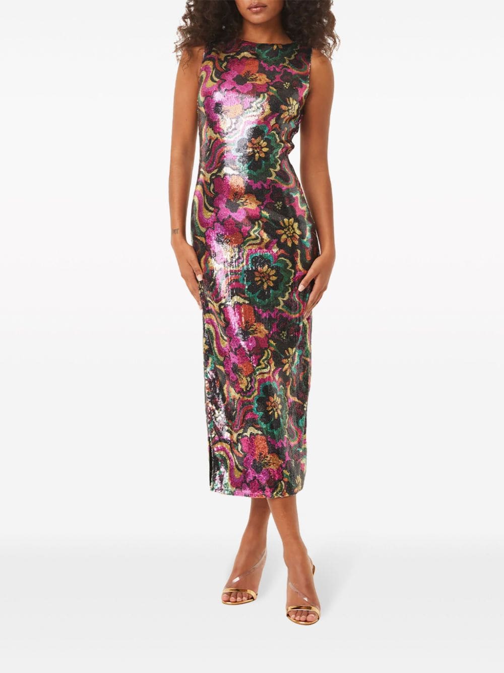 Misa Los Angeles Nakia floral-print sequinned dress - Roze