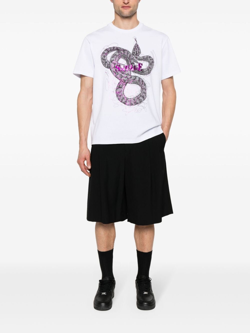 Just Cavalli T-shirt met slangenprint - Wit