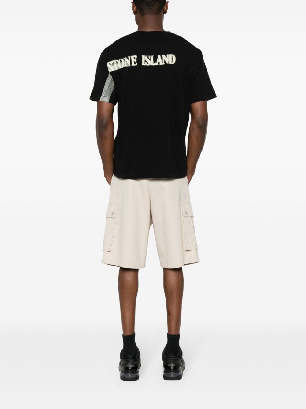 Stone Island logo-print T-shirt - Zwart