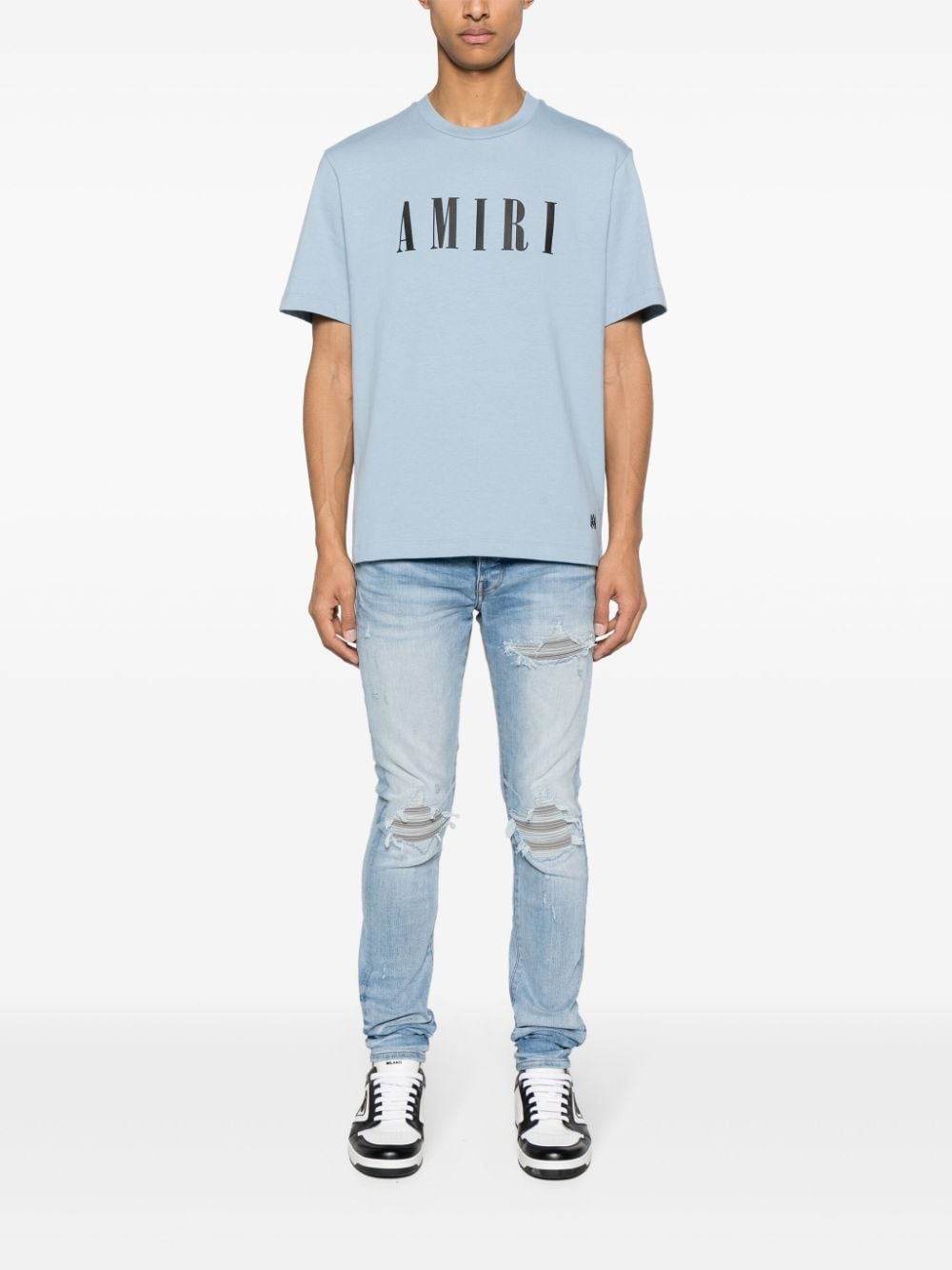 AMIRI logo-print cotton T-shirt - Blauw