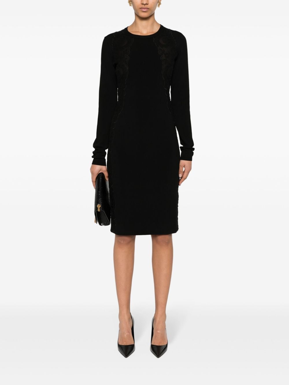 Versace lace-trim knitted mini dress - Zwart