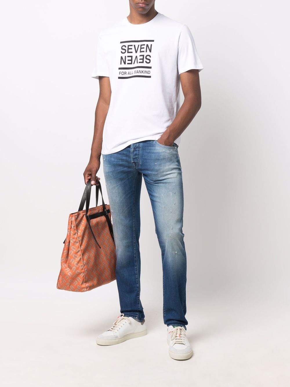 7 For All Mankind T-shirt met logoprint - Wit