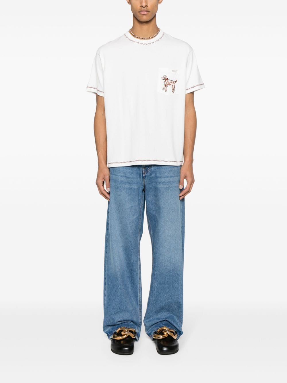 BODE Griffon Pocket cotton T-shirt - Wit