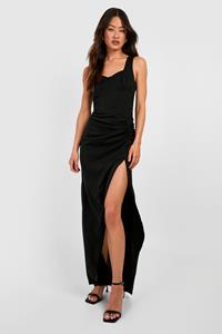 Boohoo Tall Woven Twist Front Maxi Dress, Black
