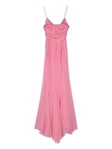 Blumarine rose-appliqué silk gown - Roze