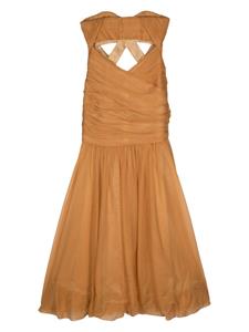 Alberta Ferretti strapless plissé maxi dress - Bruin