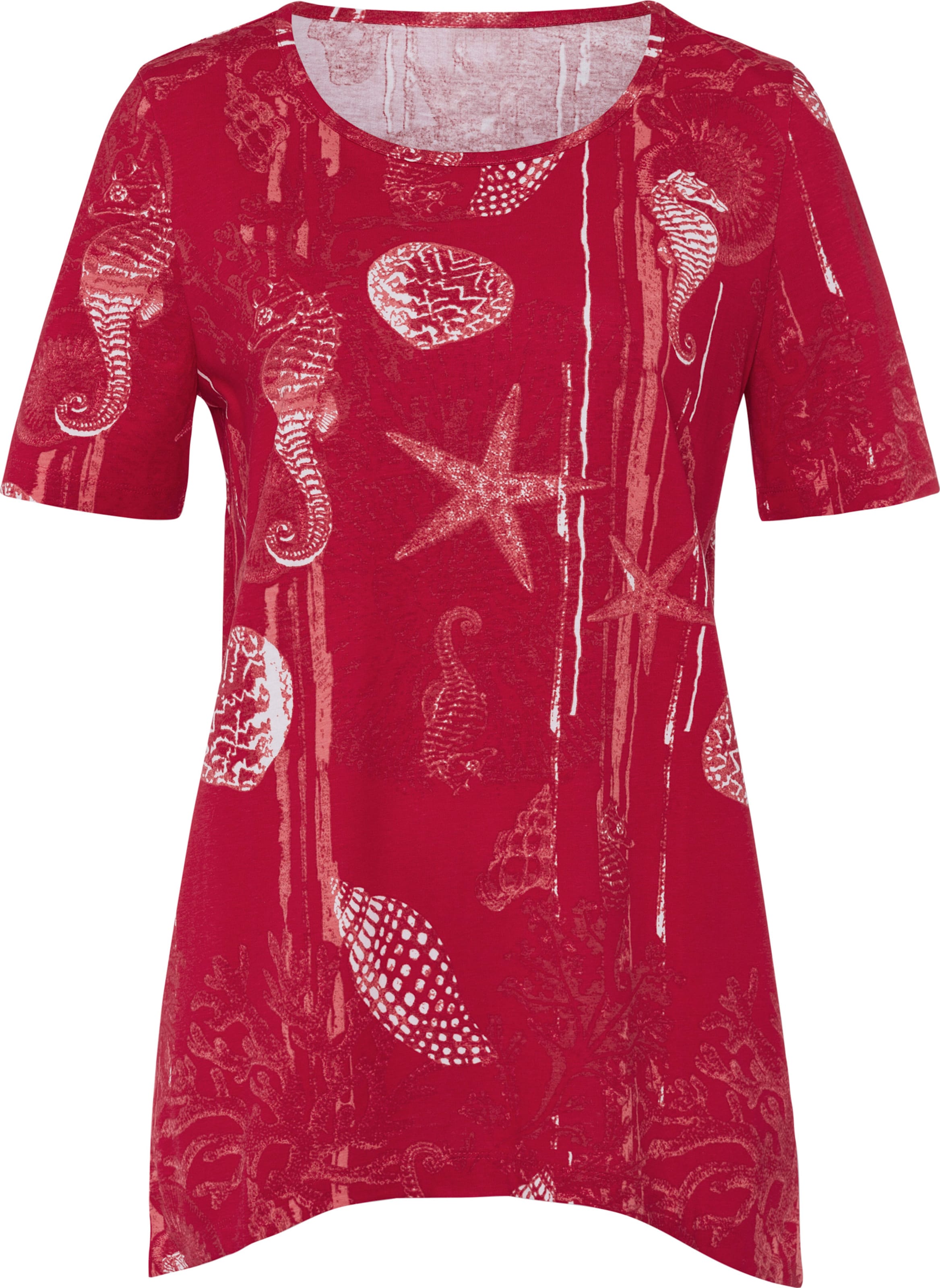 Your Look... for less! Dames Puntig shirt rood/wit geprint Größe