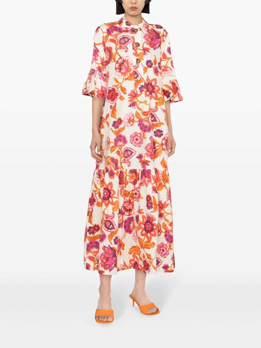 La DoubleJ Maxi-jurk met bloemenprint - Beige
