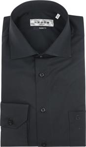 Ledub Overhemd Zwart Borstzak