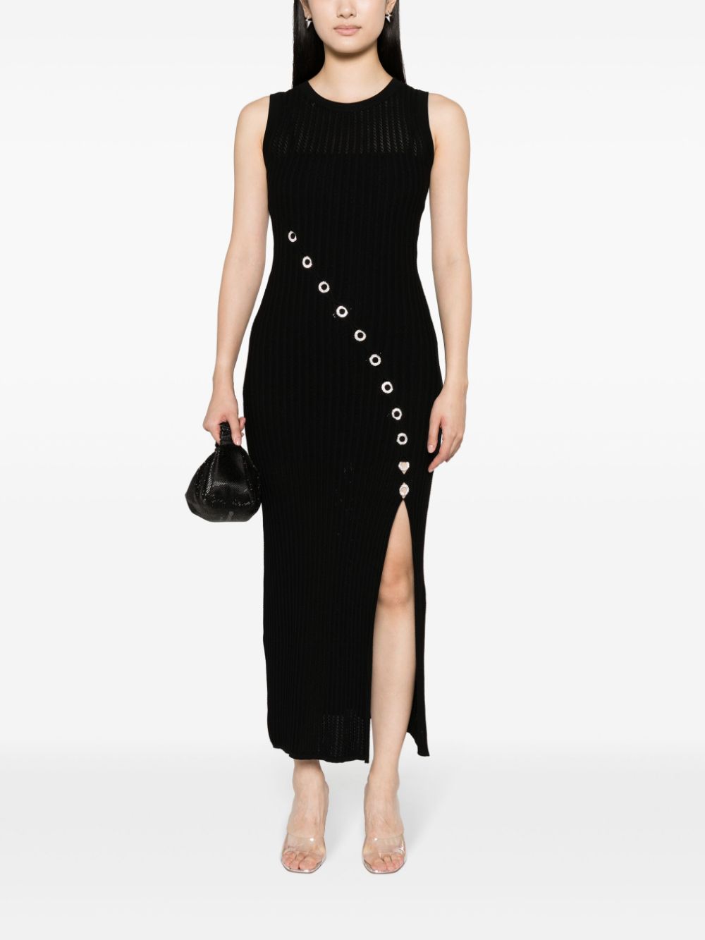 SANDRO Maxi-jurk verfraaid met kristallen - Zwart