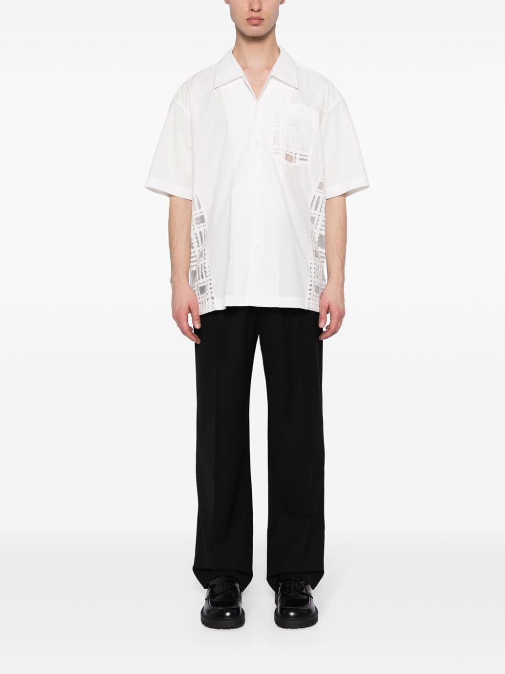 Feng Chen Wang Overhemd met geborduurde vlakken - Wit